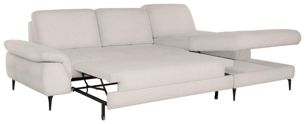 ECKSOFA ALMA in Chenille Creme  285/191 cm  - Creme/Schwarz, Design, Textil/Metall (285/191cm) - Livetastic