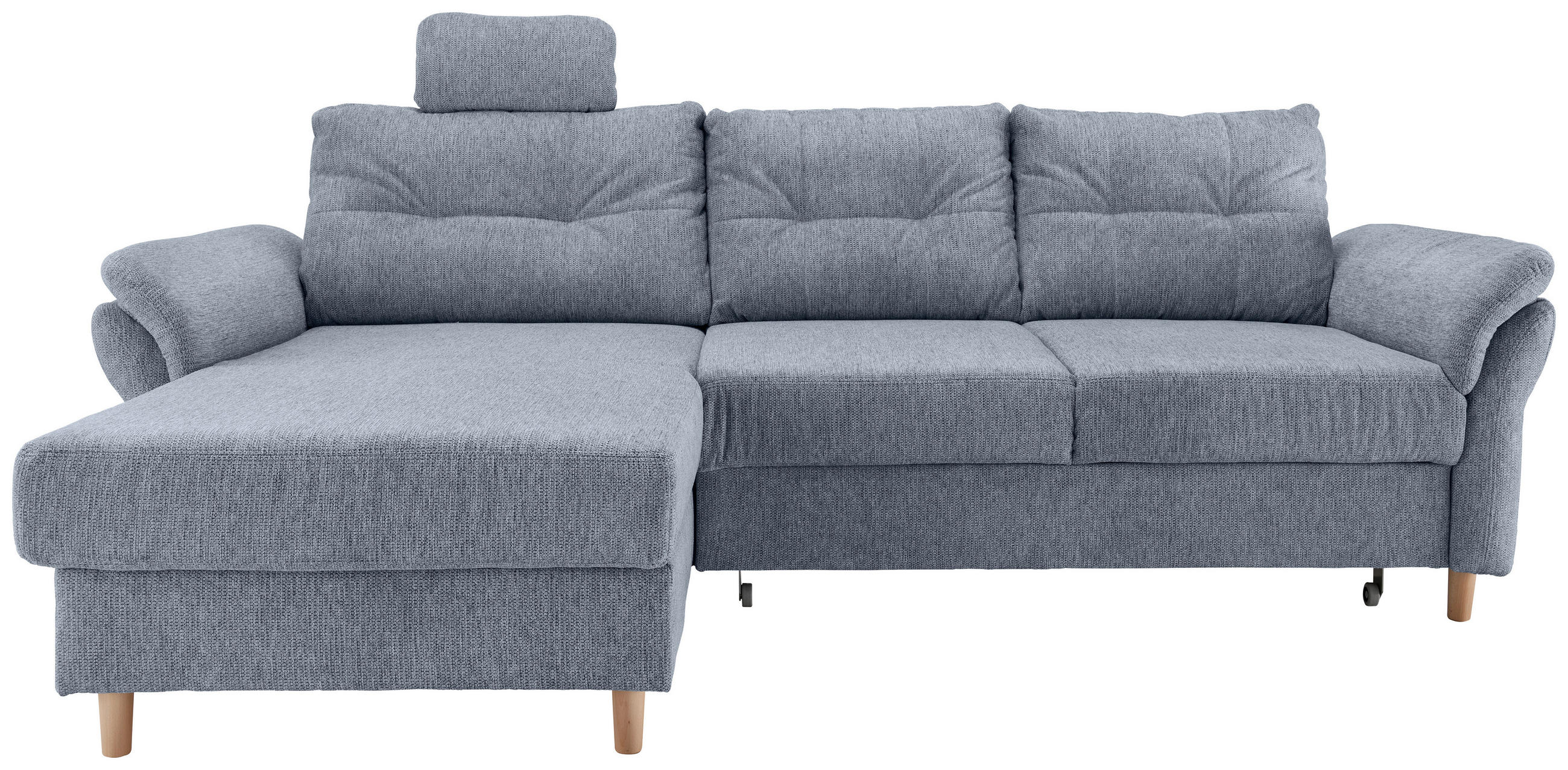 ECKSOFA in Chenille Hellblau  - Naturfarben/Hellblau, Modern, Holz/Textil (176/250cm) - Livetastic