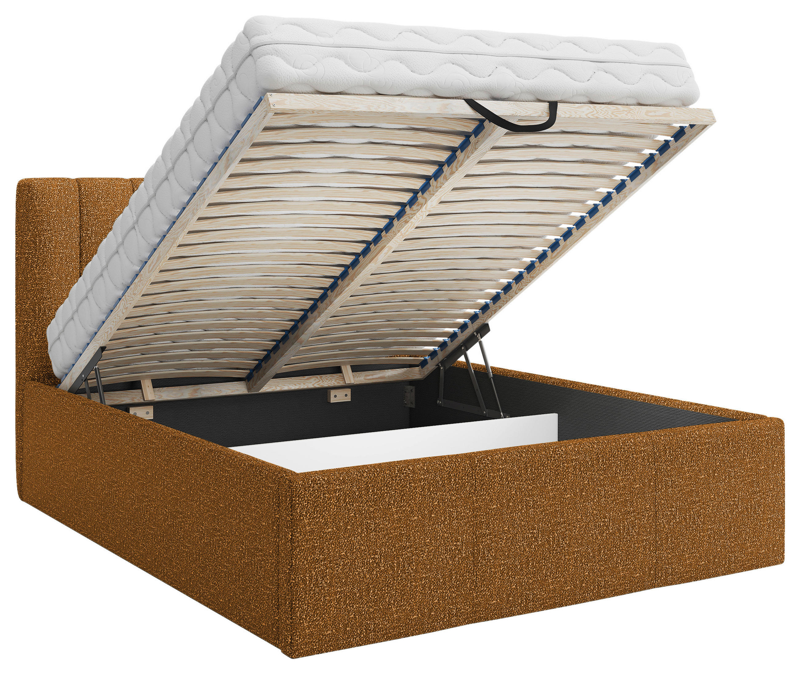 POLSTERBETT Matratze, Lattenrost, Bettkasten Rostfarben 180/200 cm  - Rostfarben, Trend, Holz/Textil (180/200cm) - Boxxx