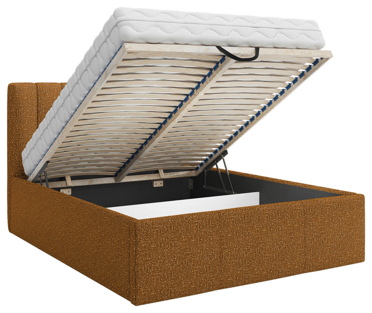 POLSTERBETT Matratze, Lattenrost, Bettkasten 180/200 cm  in Rostfarben  - Rostfarben, Trend, Holz/Textil (180/200cm) - Boxxx