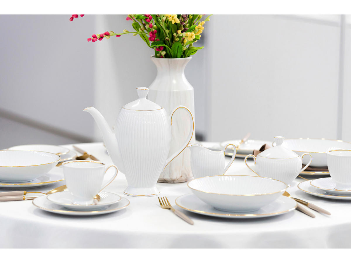 KOMPLETT SERVIS Valencia 30 delar  - vit/guldfärgad, Design, keramik - Creatable