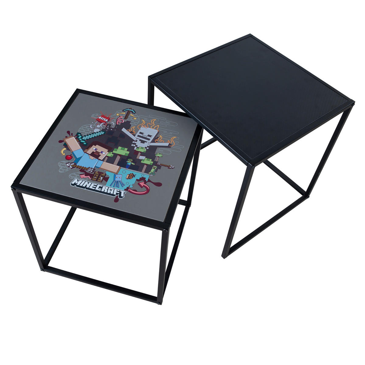 BEISTELLTISCHSET rechteckig Schwarz  - Schwarz, MODERN, Holzwerkstoff/Metall (45/48/45cm) - Minecraft