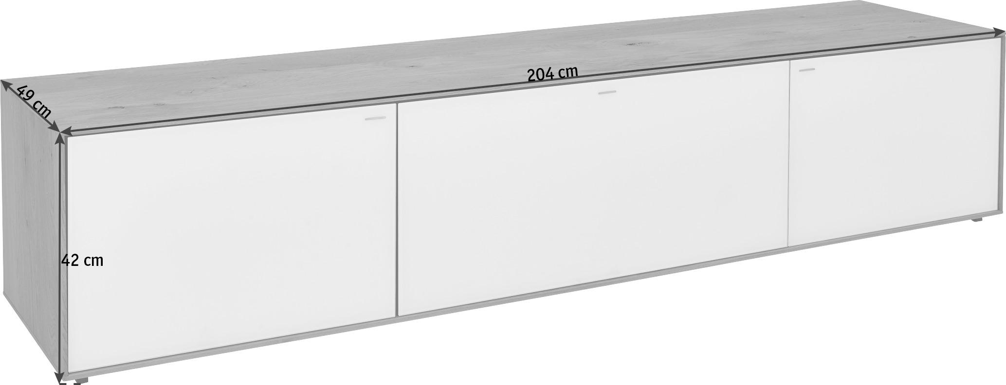 TV-ELEMENT Kerneiche massiv Eichefarben, Fango  - Fango/Eichefarben, Design, Glas/Holz (204/42/49cm) - Valnatura