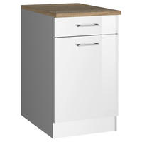 KÜCHENUNTERSCHRANK 50/85/60 cm  in Weiß Hochglanz  - Weiß Hochglanz/Silberfarben, MODERN, Holzwerkstoff/Metall (50/85/60cm) - Held