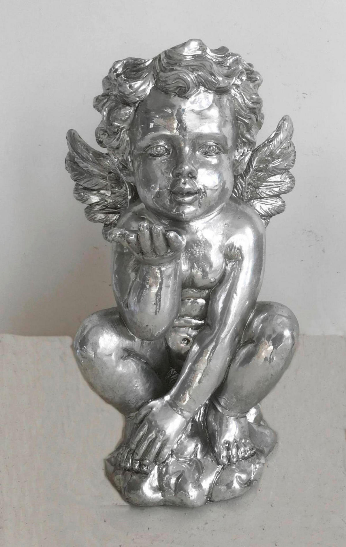 DEKOENGEL  - Silberfarben, Trend, Kunststoff (18/17/32cm) - X-Mas