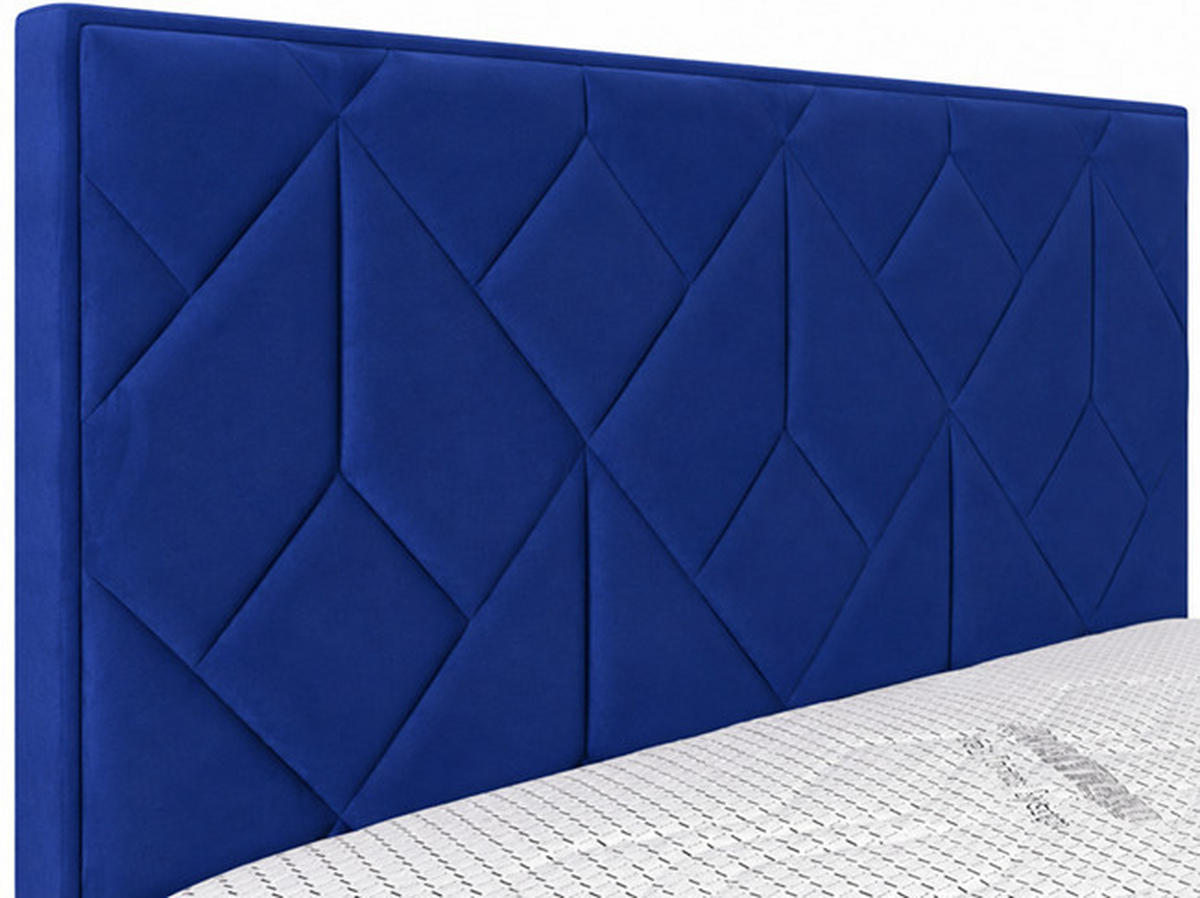 Pat Boxspring 160x200 Cm, 160/200 cm, albastru - albastru/negru, Modern, lemn/textil (160/200cm) - Hom`in