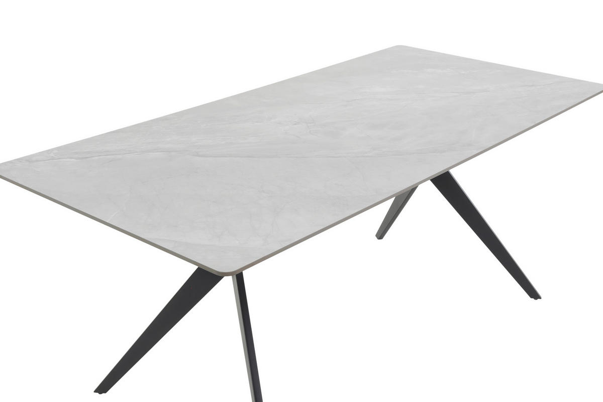 ESSTISCH 90/180/76 cm  Metall, Stein rechteckig Grau, Schwarz  - Schwarz/Grau, MODERN, Stein/Metall (90/180/76cm) - P & B