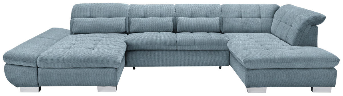 WOHNLANDSCHAFT in Mikrofaser Hellblau  - Chromfarben/Hellblau, Design, Kunststoff/Textil (204/350/211cm) - Xora