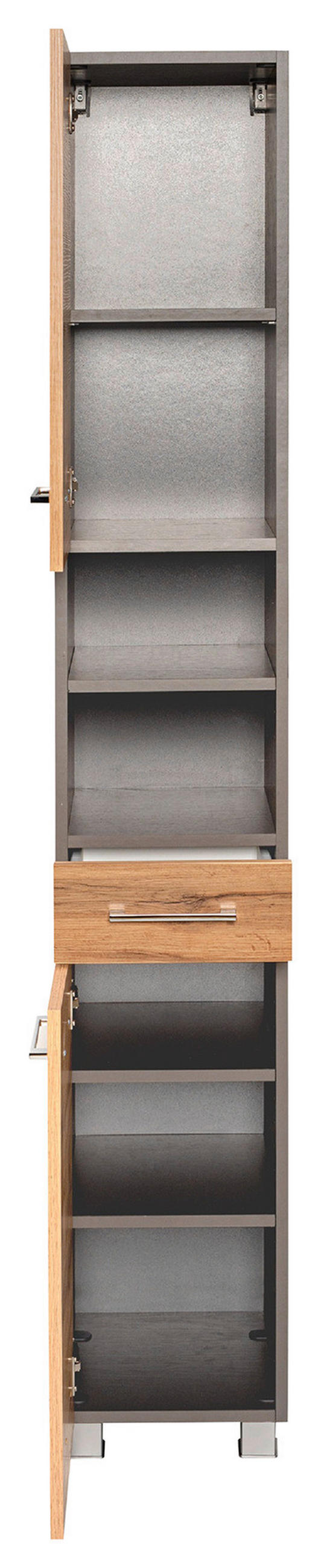 HOCHSCHRANK 30/180/35 cm  - Chromfarben/Eiche Wotan, MODERN, Holzwerkstoff/Kunststoff (30/180/35cm) - Held