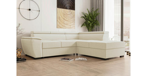 ECKSOFA  in Flachgewebe Beige  - Beige/Schwarz, KONVENTIONELL, Kunststoff/Textil (266/220cm) - Carryhome