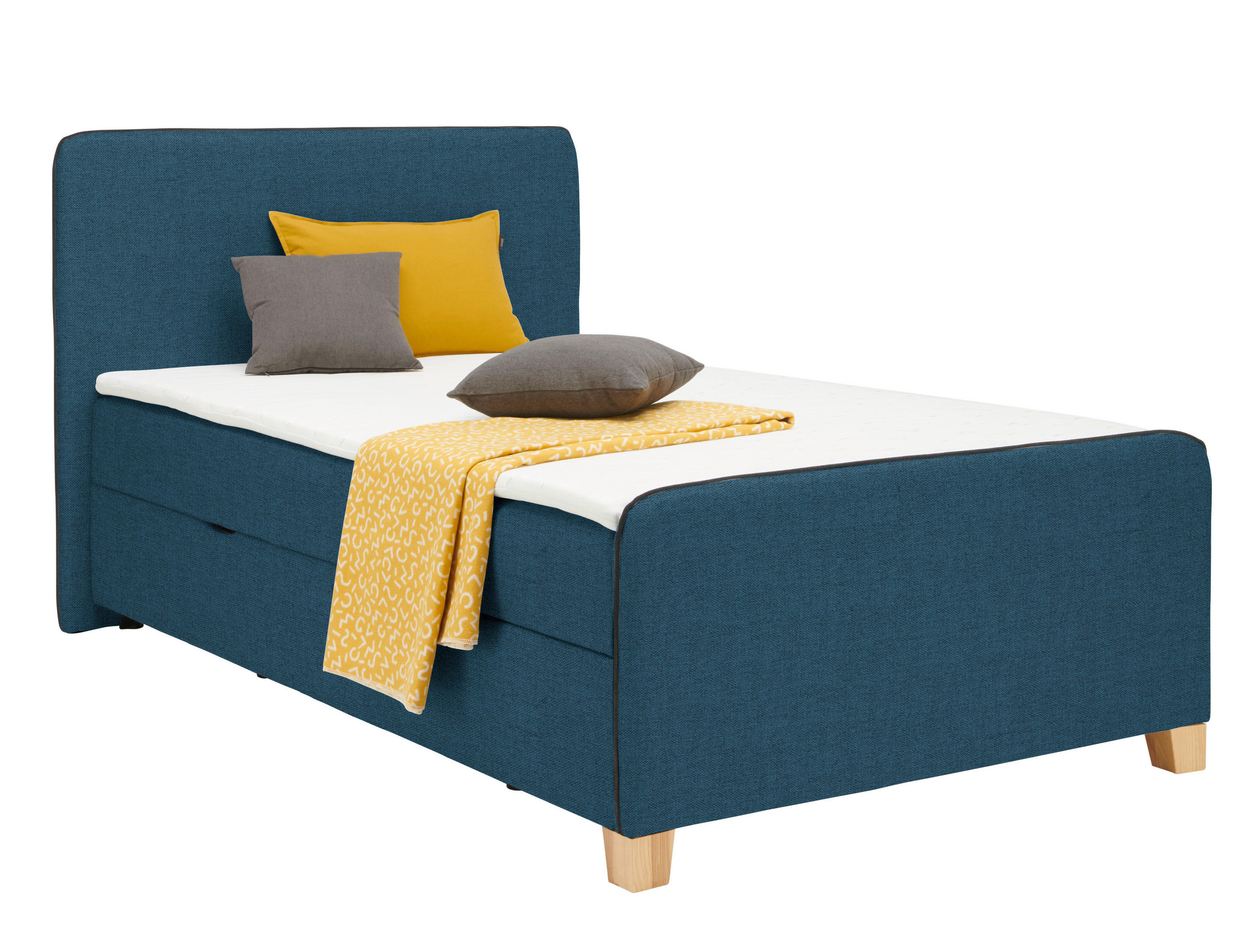 BOXBETT 120/200 cm  Blau  - Blau/Eichefarben, Design, Holz/Holzwerkstoff (120/200cm) - Moderano