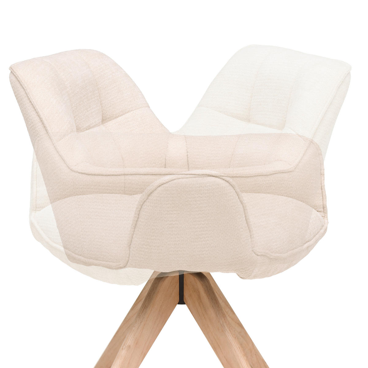 ARMLEHNSTUHL  Sitzfläche 360° drehbar Chenille  - Eichefarben/Beige, Basics, Holz/Textil (64/85/62cm) - Livetastic