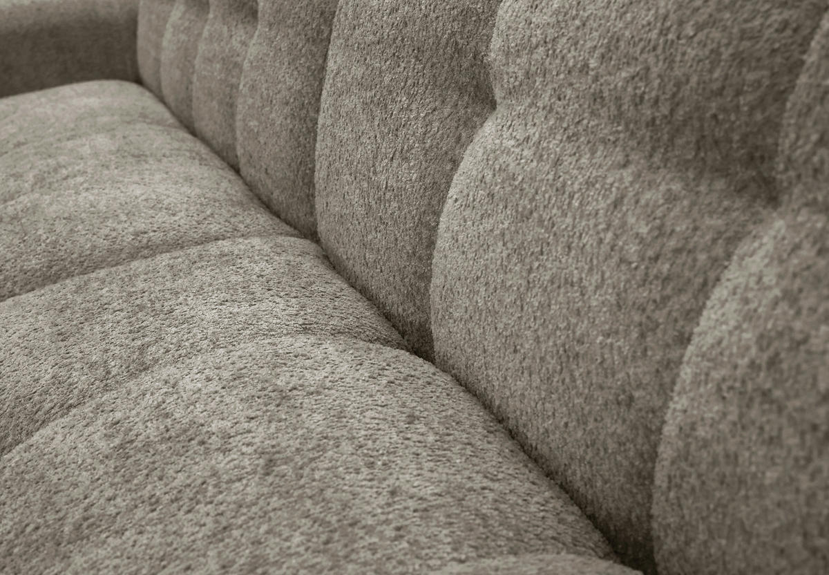 ECKSOFA RUNO Hellbraun Bouclé  - Hellbraun/Schwarz, Design, Kunststoff/Textil (270/175cm) - MID.YOU