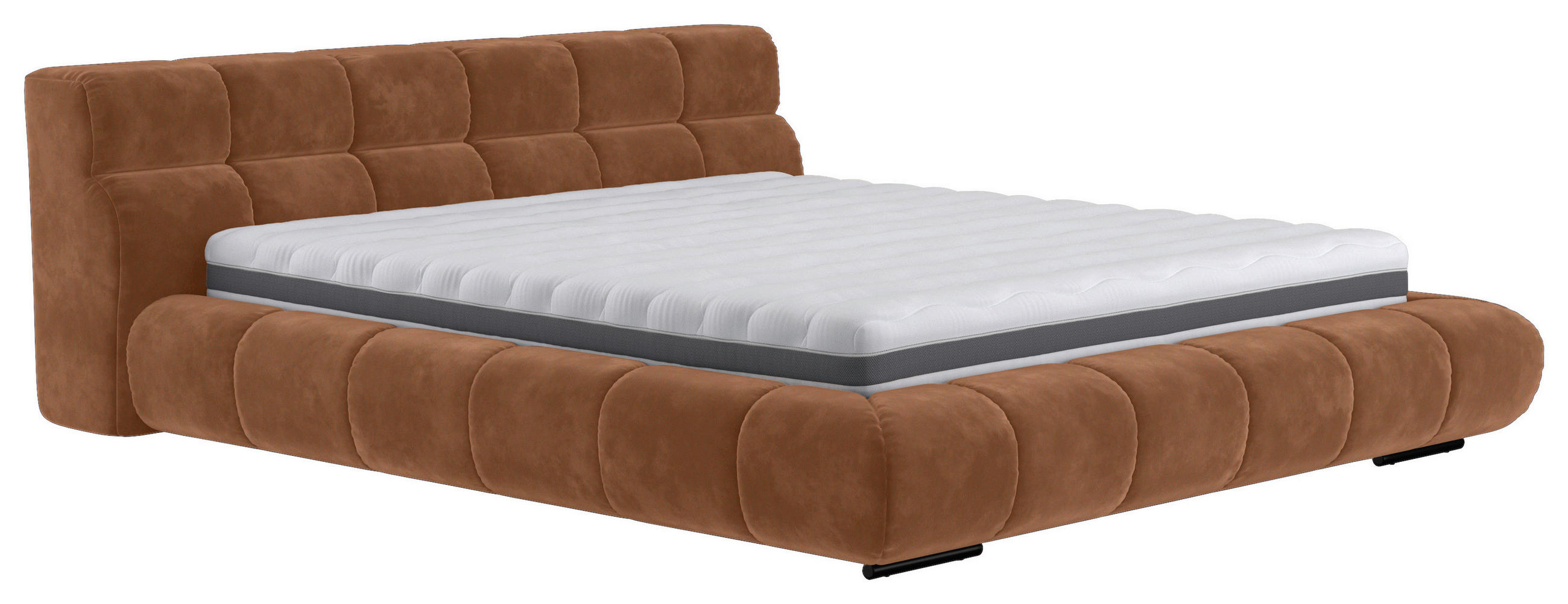 POLSTERBETT 200/200 cm,  in Terracotta,  - Terracotta/Schwarz, Design, Textil/Metall (200/200cm) - Belluti