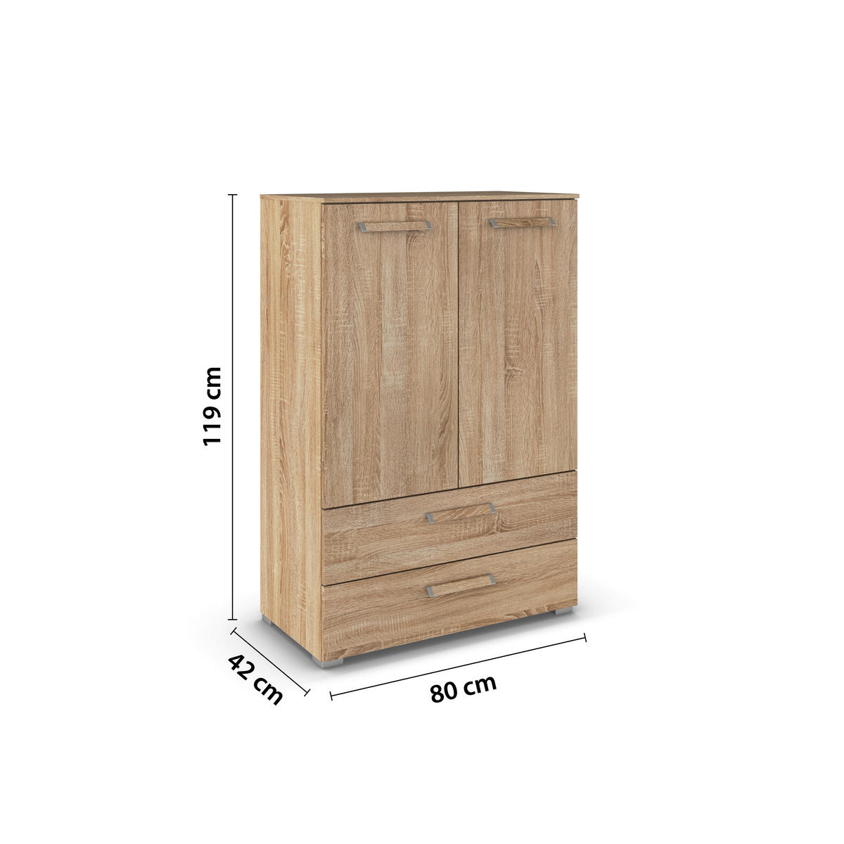 HIGHBOARD  in 80/119/42 cm  - Silberfarben/Sonoma Eiche, Design, Holzwerkstoff/Kunststoff (80/119/42cm) - Novel