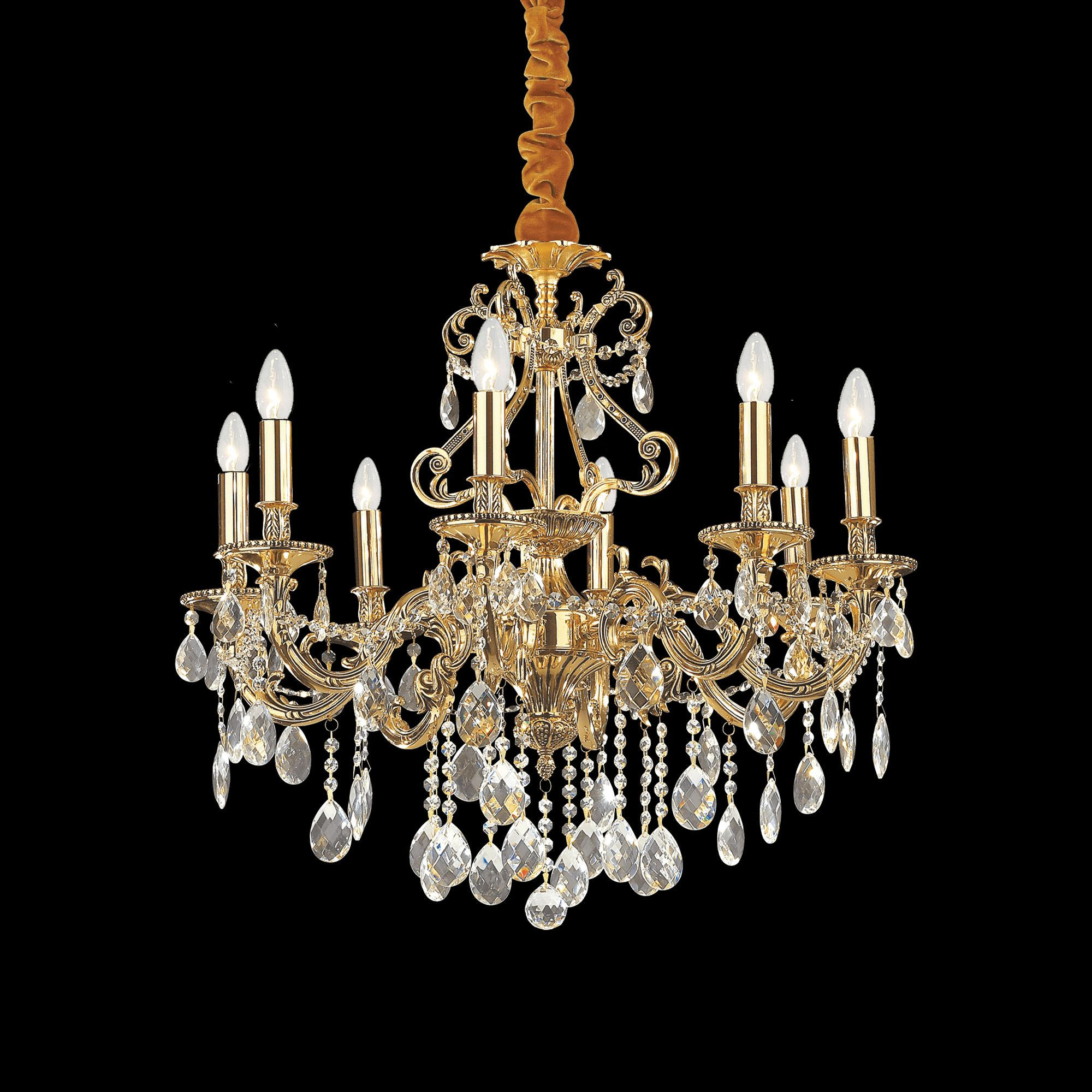 KRONLEUCHTER 73/95-120 cm   - Goldfarben, KONVENTIONELL, Glas/Metall (73/95-120cm) - Ideal Lux