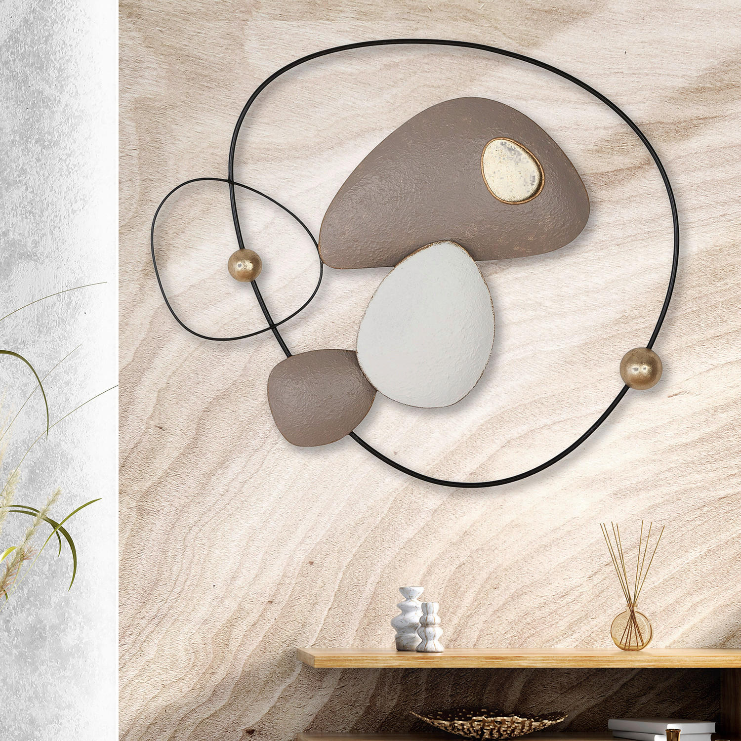 METALLBILD Abstraktes  - Beige/Goldfarben, LIFESTYLE, Metall (60/52/5cm)