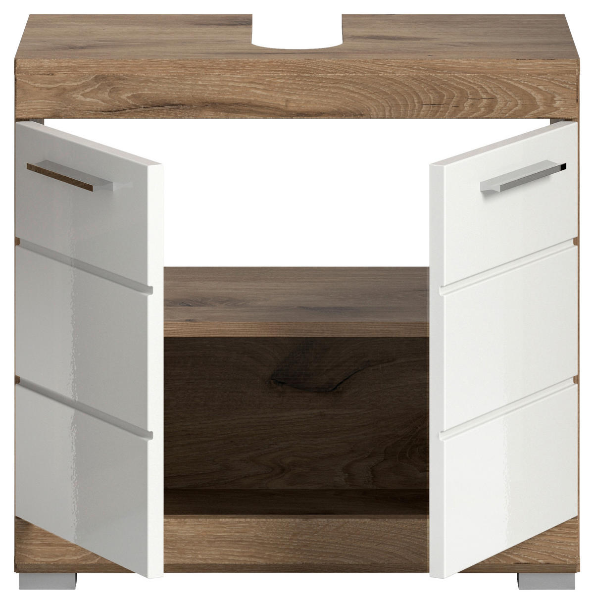 WASCHBECKENUNTERSCHRANK 60/56/34 cm  - Chromfarben/Weiß Hochglanz, MODERN, Holzwerkstoff/Kunststoff (60/56/34cm) - MID.YOU