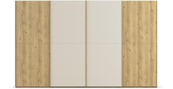 SCHWEBETÜRENSCHRANK 360/223/68 cm 4-türig Eichefarben, Champagner  - Champagner/Eichefarben, Design, Glas/Holz (360/223/68cm) - Novel