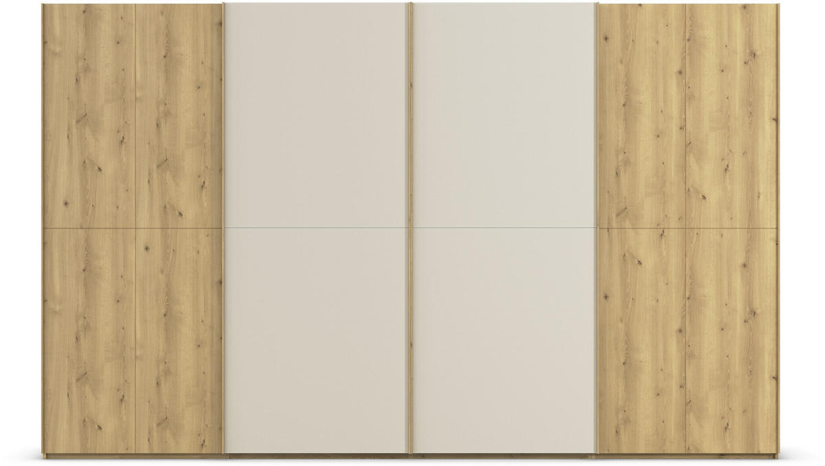 SCHWEBETÜRENSCHRANK 360/223/68 cm 4-türig Eichefarben, Champagner  - Champagner/Eichefarben, Design, Glas/Holz (360/223/68cm) - Novel