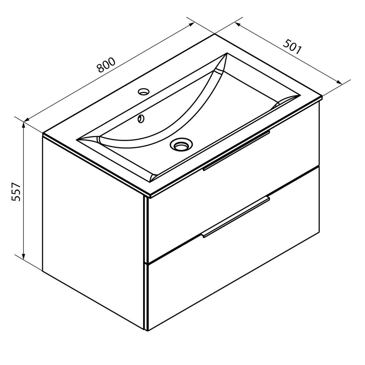WASCHTISCHKOMBI  - Chromfarben/Eichefarben, Basics, Glas/Holzwerkstoff (80/55,7/50,1cm) - MID.YOU