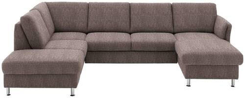 WOHNLANDSCHAFT VILLACH -EXKLUSIV- - Chromfarben/Braun, KONVENTIONELL, Textil/Metall (200/305/168cm) - Beldomo System