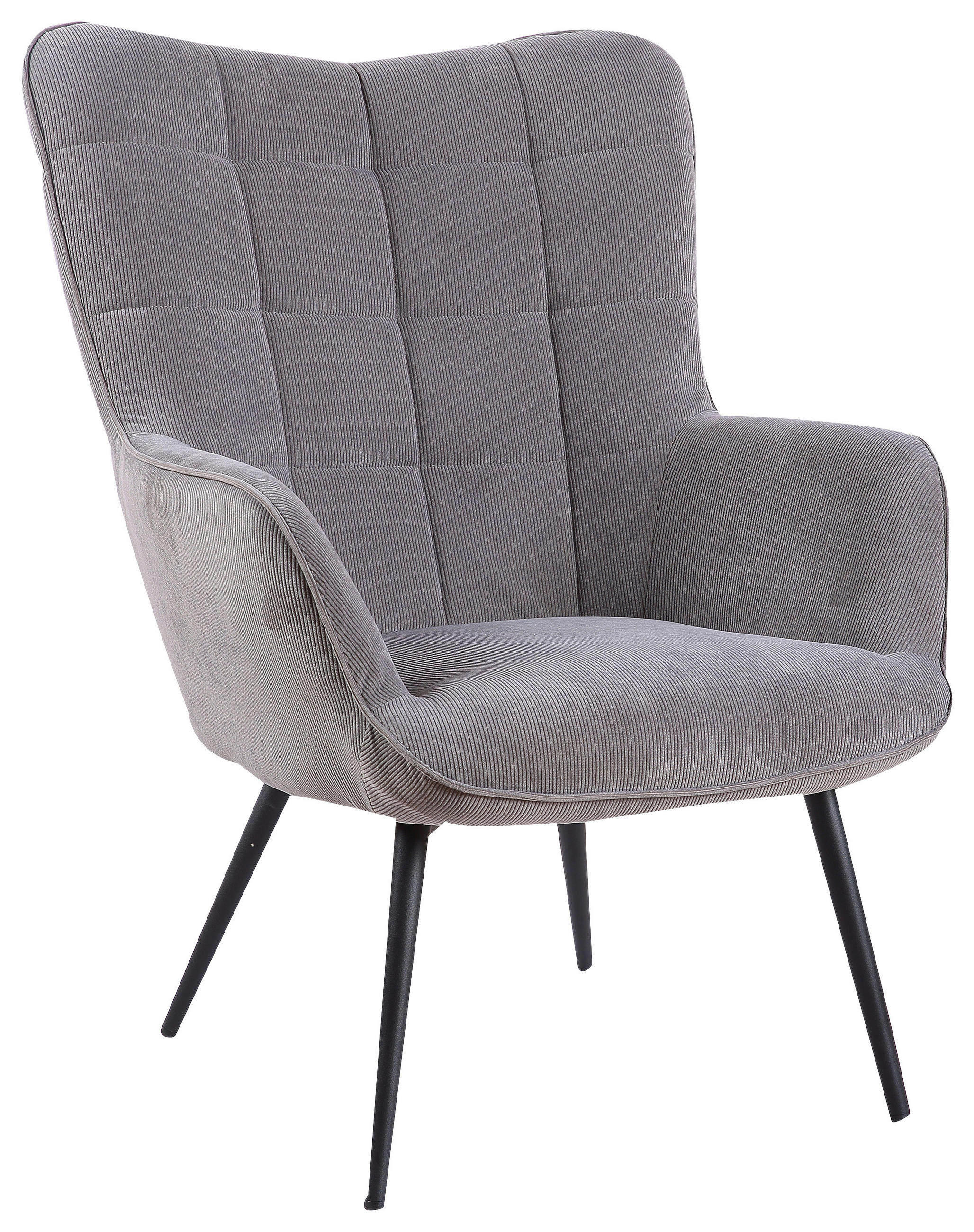 SESSEL Uta Cord Grau    - Schwarz/Grau, MODERN, Textil/Metall (72/97/80cm) - MID.YOU