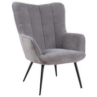 SESSEL Uta Cord Grau    - Schwarz/Grau, MODERN, Textil/Metall (72/97/80cm) - MID.YOU