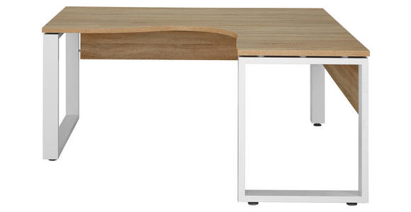 ECKSCHREIBTISCH - Weiß/Sonoma Eiche, KONVENTIONELL, Holzwerkstoff/Metall (160/75,6/140cm) - Voleo
