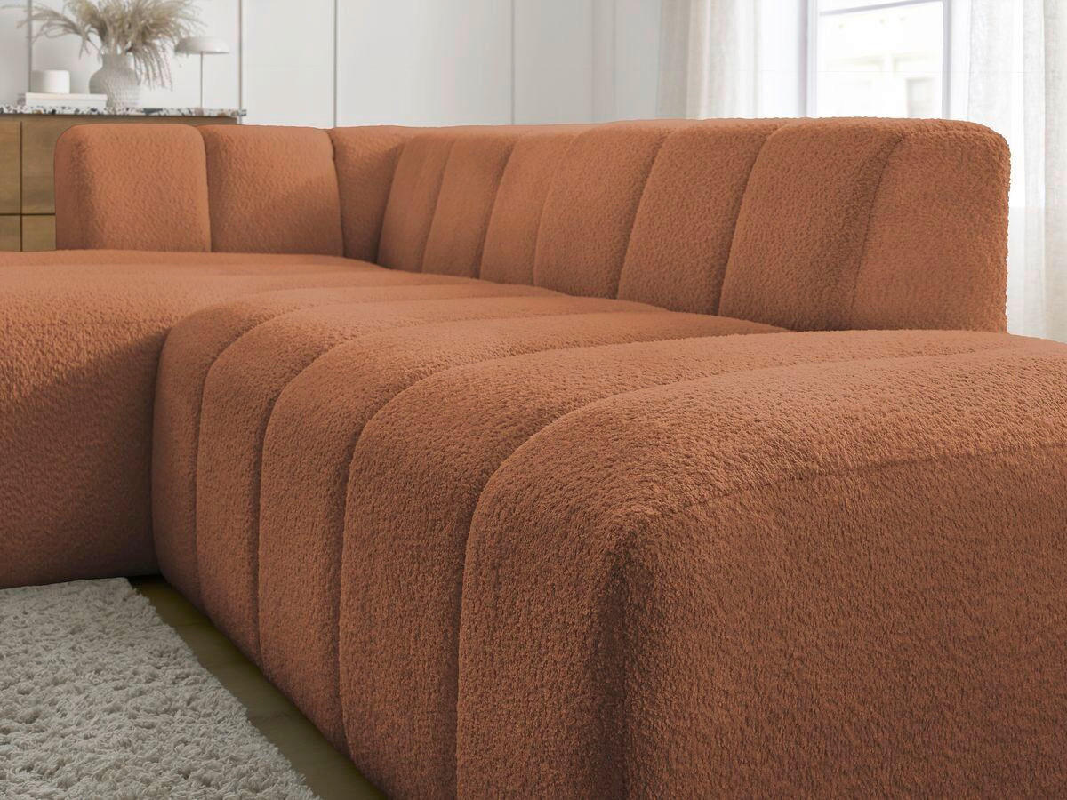 ECKSOFA  ANNECY Orange Bouclé  - Schwarz/Orange, MODERN, Kunststoff/Textil (170/262cm)