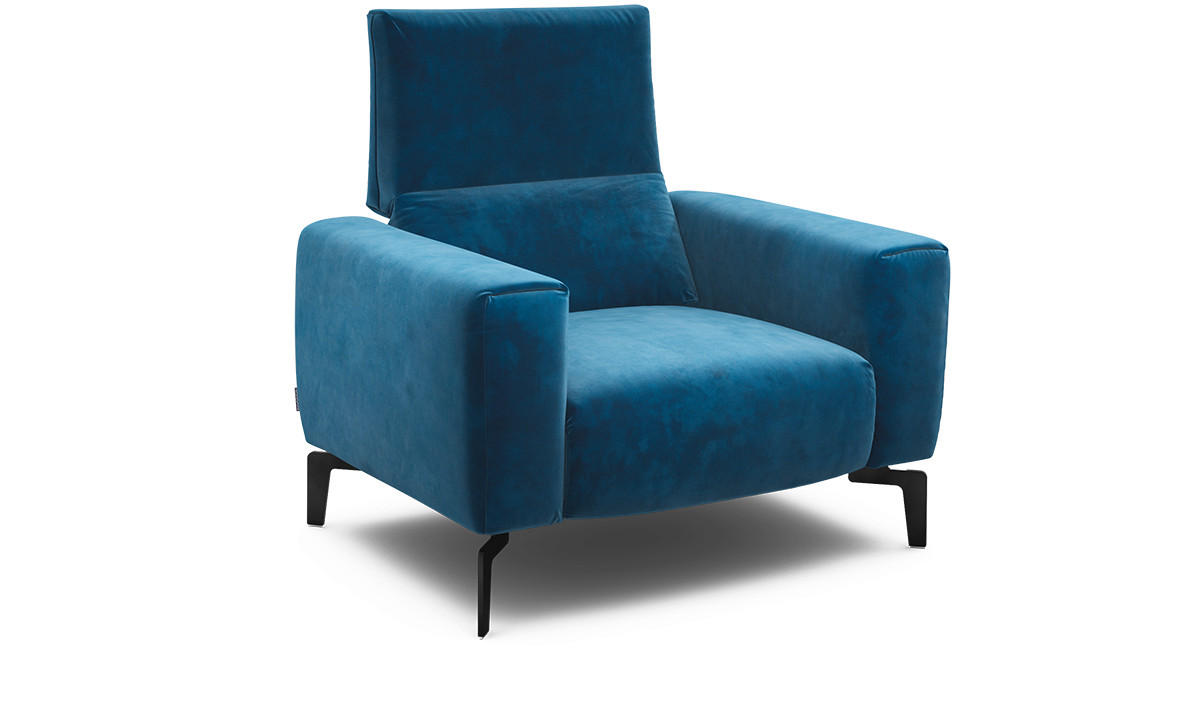 SESSEL Samt Blau    - Blau/Schwarz, Design, Textil/Metall (110/85/86-94cm) - SENSOO