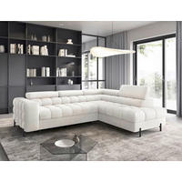ECKSOFA in Plüsch Weiss  - Weiss/Schwarz, Design, Textil/Metall (276/200cm) - MID.YOU