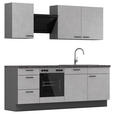 KÜCHENBLOCK 230 cm   in Graphitfarben, Hellgrau  - Dunkelgrau/Hellgrau, MODERN, Holzwerkstoff/Metall (230cm) - Xora
