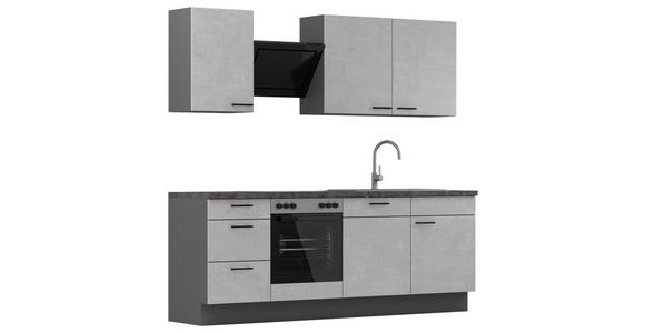 KÜCHENBLOCK 230 cm   in Graphitfarben, Hellgrau  - Dunkelgrau/Hellgrau, MODERN, Holzwerkstoff/Metall (230cm) - Xora