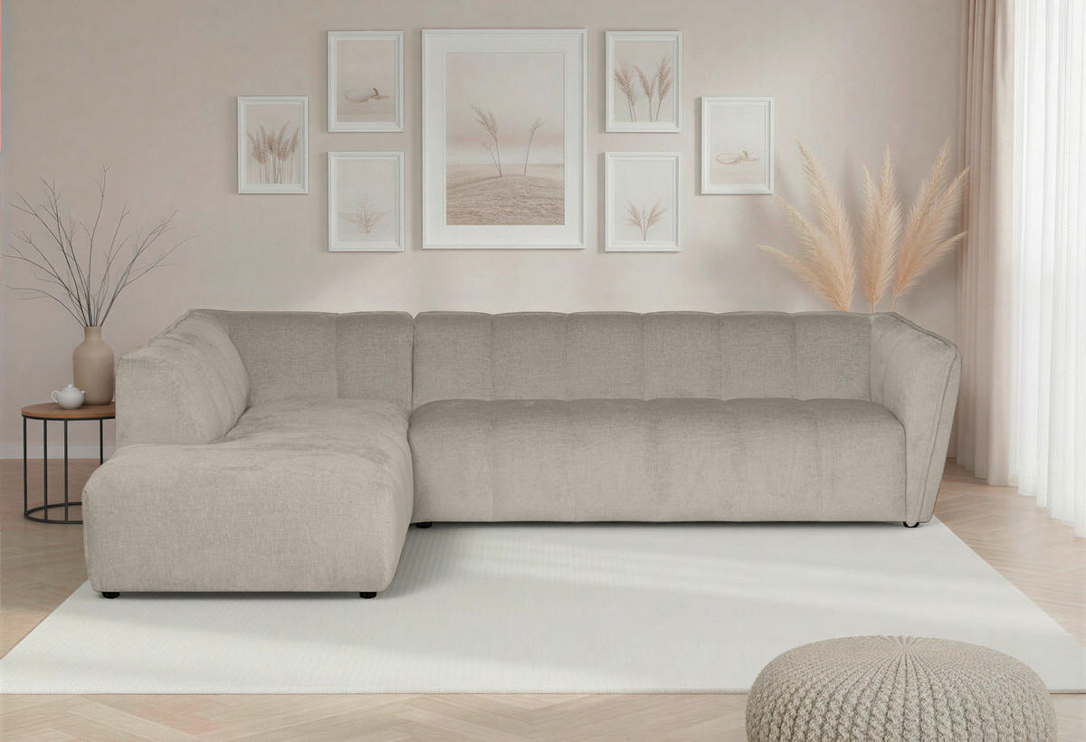 ECKSOFA LIVOLI in Chenille Creme  218/290 cm  - Creme, Design, Textil (218/290cm) - MID.YOU