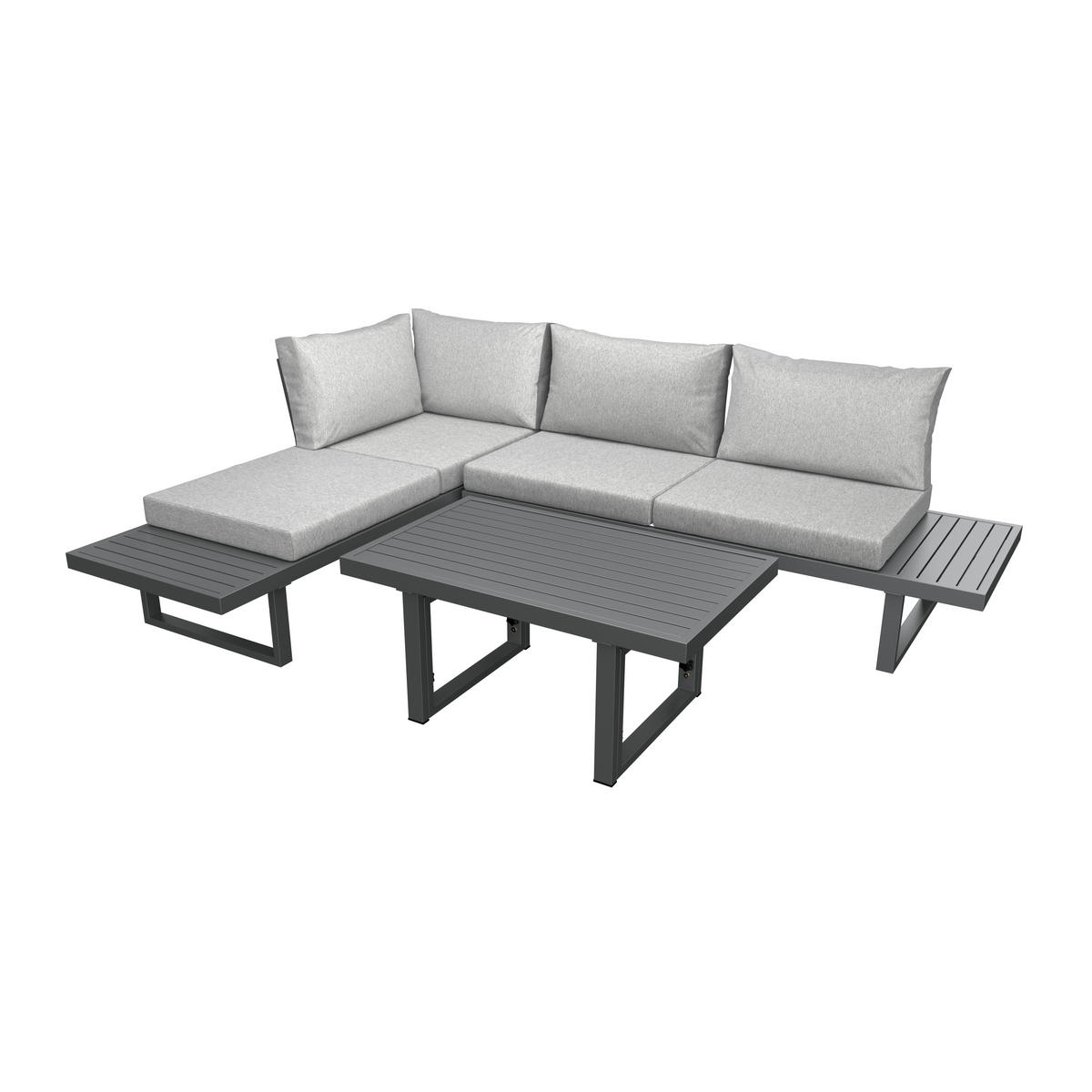 LOUNGE GARNITURA jeklo  - siva, Design, kovina (176/100/71/46/67/74,5/60,5cm) - Ambia Garden