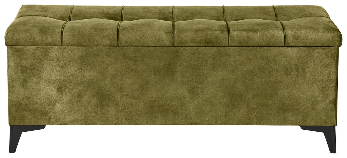 BETTBANK 139/58/50 cm   - Schwarz/Olivgrün, Konventionell, Kunststoff/Textil (139/58/50cm) - Modante