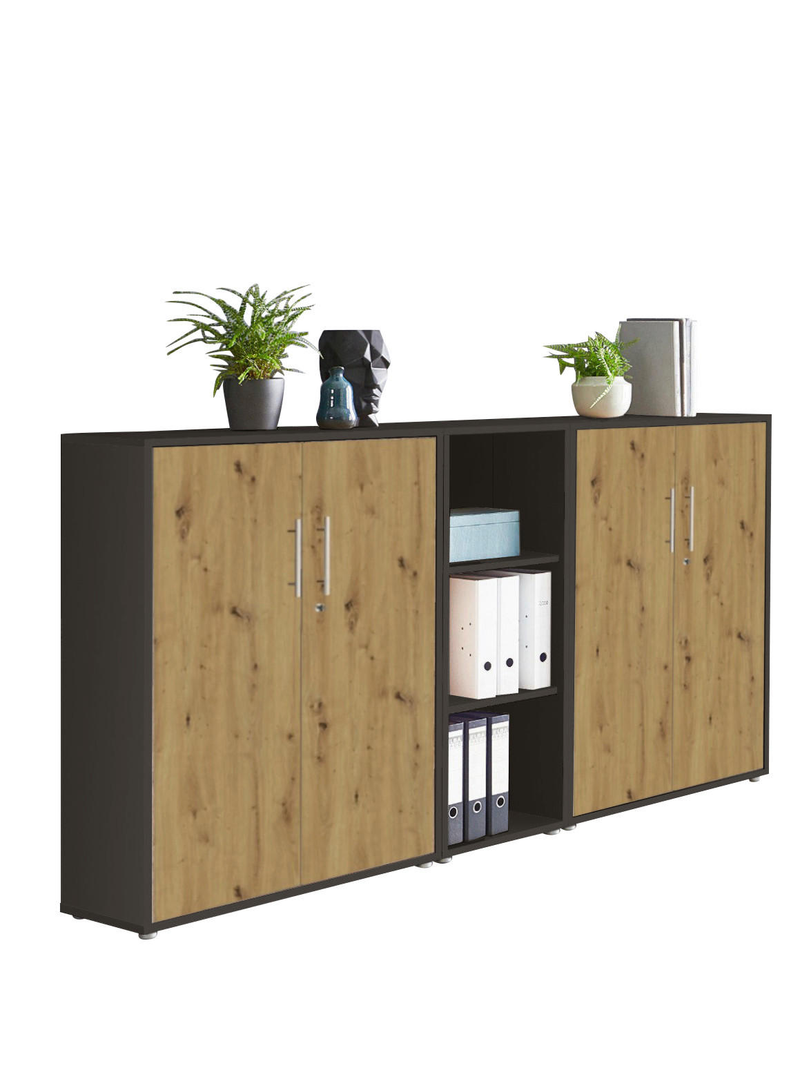 AKTENSCHRANK Anthrazit, Eiche Artisan  - Anthrazit/Eiche Artisan, MODERN, Holzwerkstoff (212,9/113,6/33cm) - MID.YOU