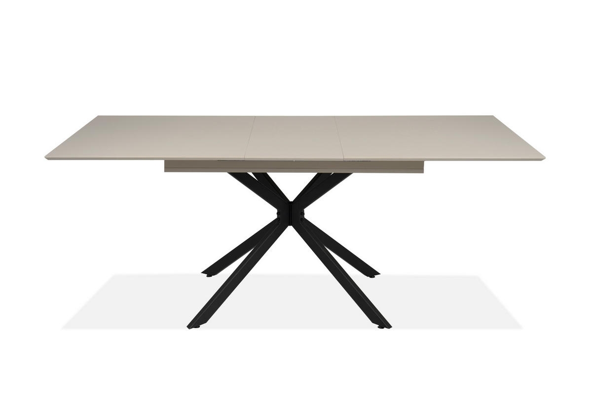 AUSZIEHTISCH 160-200/90/75 cm Nachbildung  Metall, Holzwerkstoff ausziehbar rechteckig Schwarz, Sandfarben  - Sandfarben/Schwarz, Design, Holzwerkstoff/Metall (160-200/90/75cm) - Livetastic