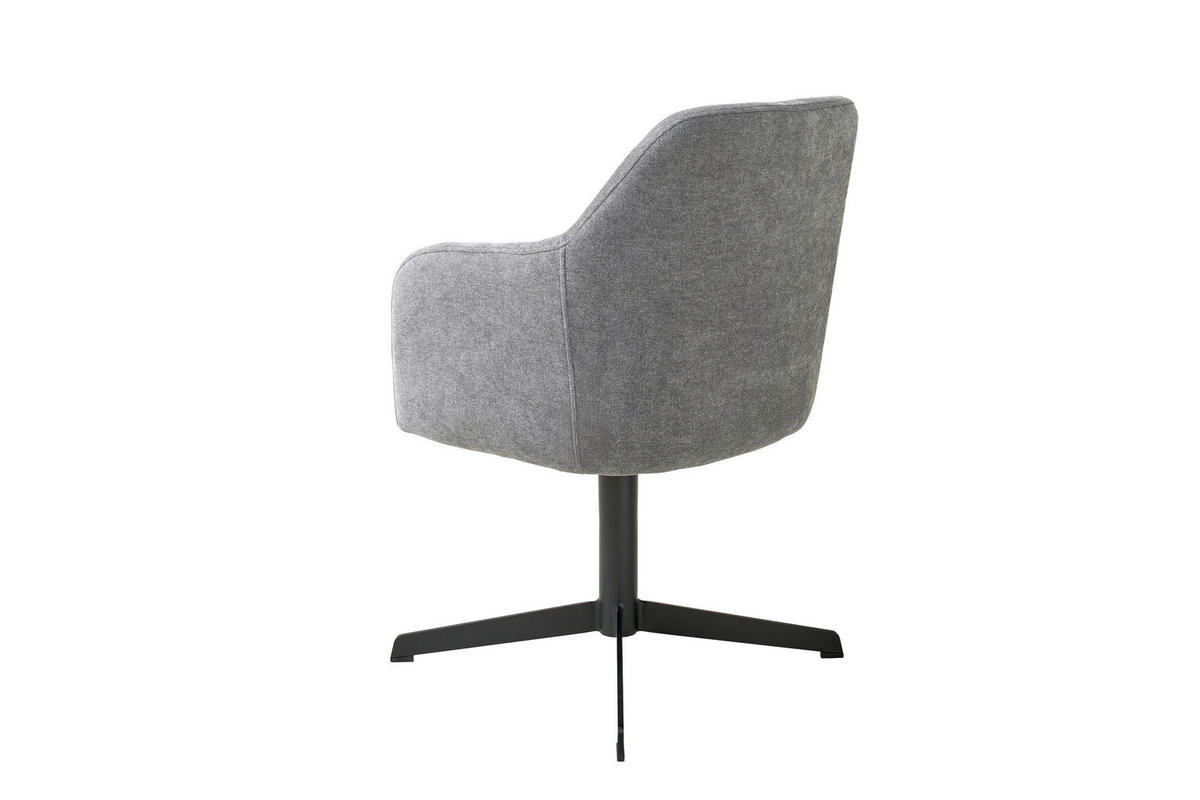 ARMLEHNSTUHL  Sitzfläche 360° drehbar Webstoff  Grau  - Schwarz/Grau, MODERN, Textil/Metall (59/86/63cm) - Schöner Wohnen