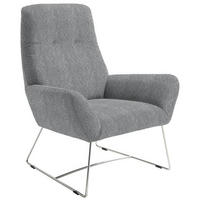 SESSEL Flachgewebe Grau    - Chromfarben/Grau, Design, Textil/Metall (82/102/81cm) - Pure Home Lifestyle