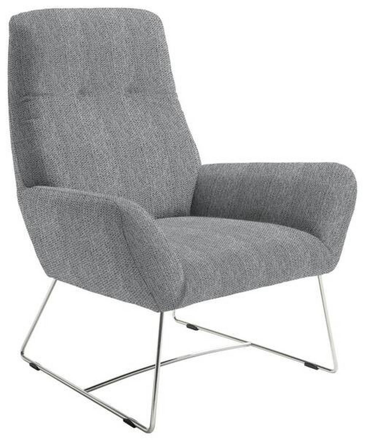 SESSEL Flachgewebe Grau    - Chromfarben/Grau, Design, Textil/Metall (82/102/81cm) - Pure Home Lifestyle