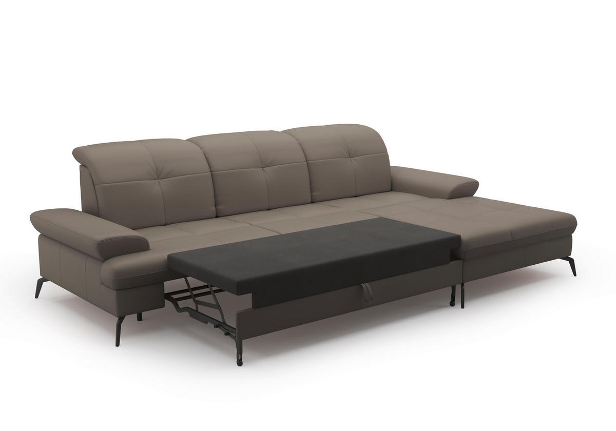 ECKSOFA in Vliesstoff Kombination Echtleder/Stoff Grau  - Schwarz/Grau, Konventionell, Leder/Textil (279/185cm) - Sit & More