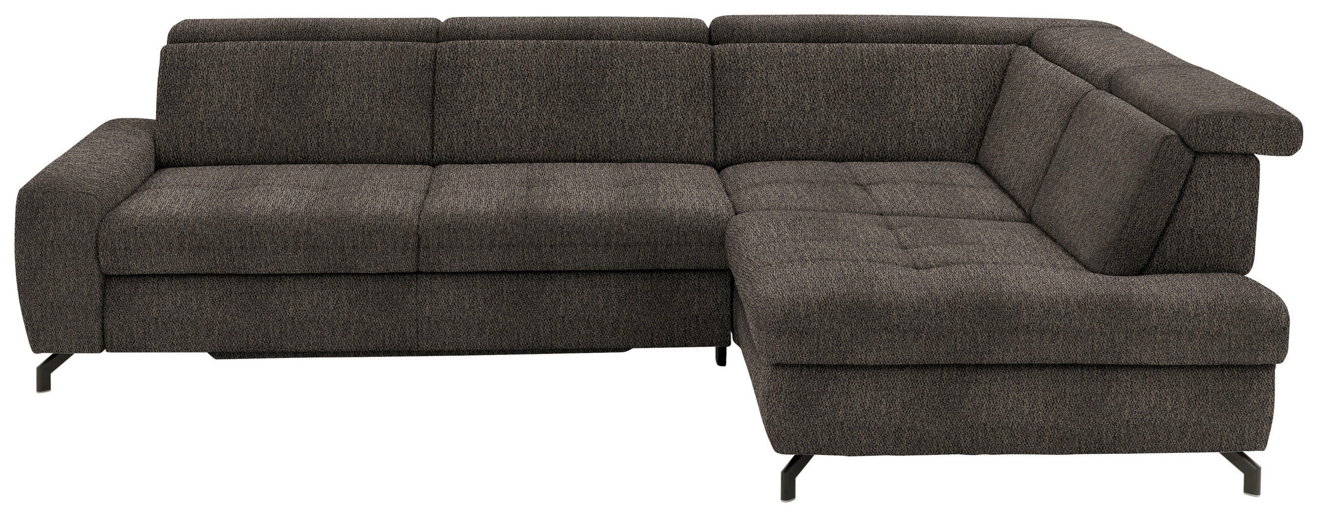 ECKSOFA in Chenille Fango  - Fango/Schwarz, Design, Textil/Metall (310/220cm) - Beldomo Style