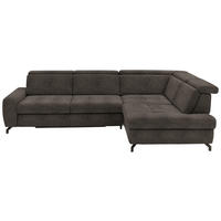 ECKSOFA in Chenille Fango  - Fango/Schwarz, Design, Textil/Metall (310/220cm) - Beldomo Style
