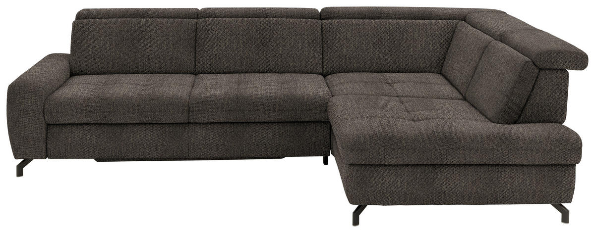 ECKSOFA in Chenille Fango  - Fango/Schwarz, Design, Textil/Metall (310/220cm) - Beldomo Style