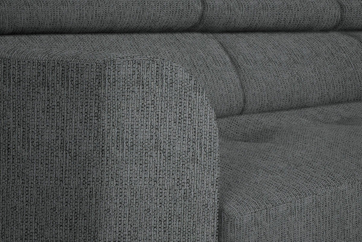 ECKSOFA in Webstoff Dunkelgrau  - Dunkelgrau/Schwarz, Design, Textil/Metall (280/205cm) - MID.YOU