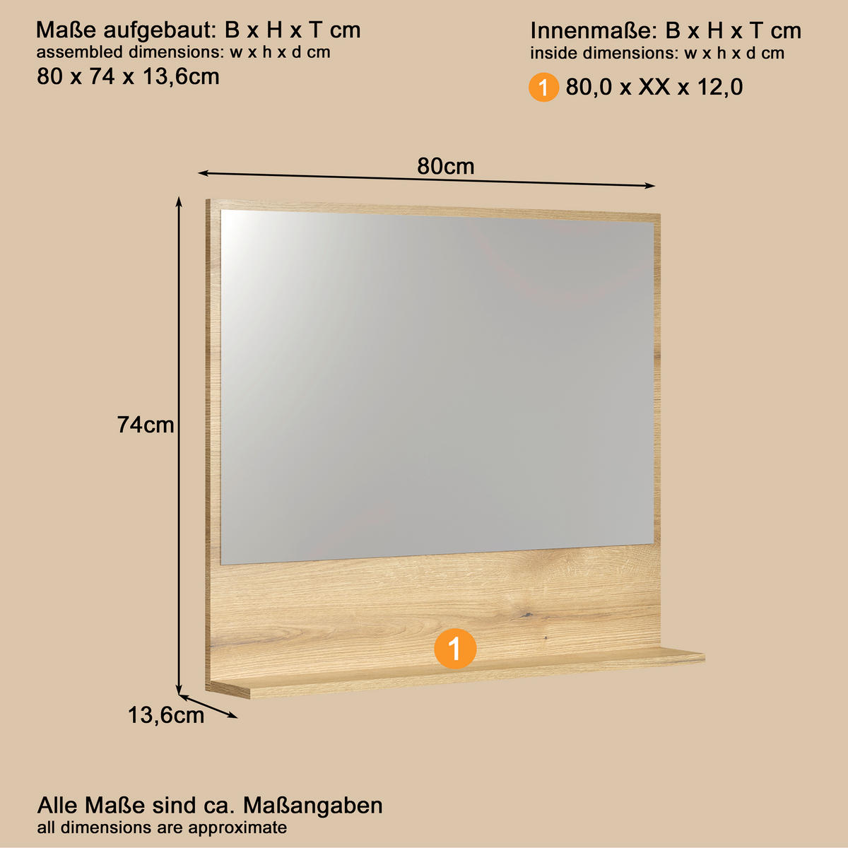 BADEZIMMER 4-teilig  in  - Eichefarben/Schwarz, Trend, Holzwerkstoff/Kunststoff (180/186/42cm) - MID.YOU