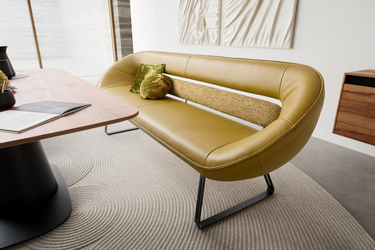 SITZBANK Leder Senfgelb  - Beige/Senfgelb, Design, Leder/Textil (260/89/68cm) - Koinor