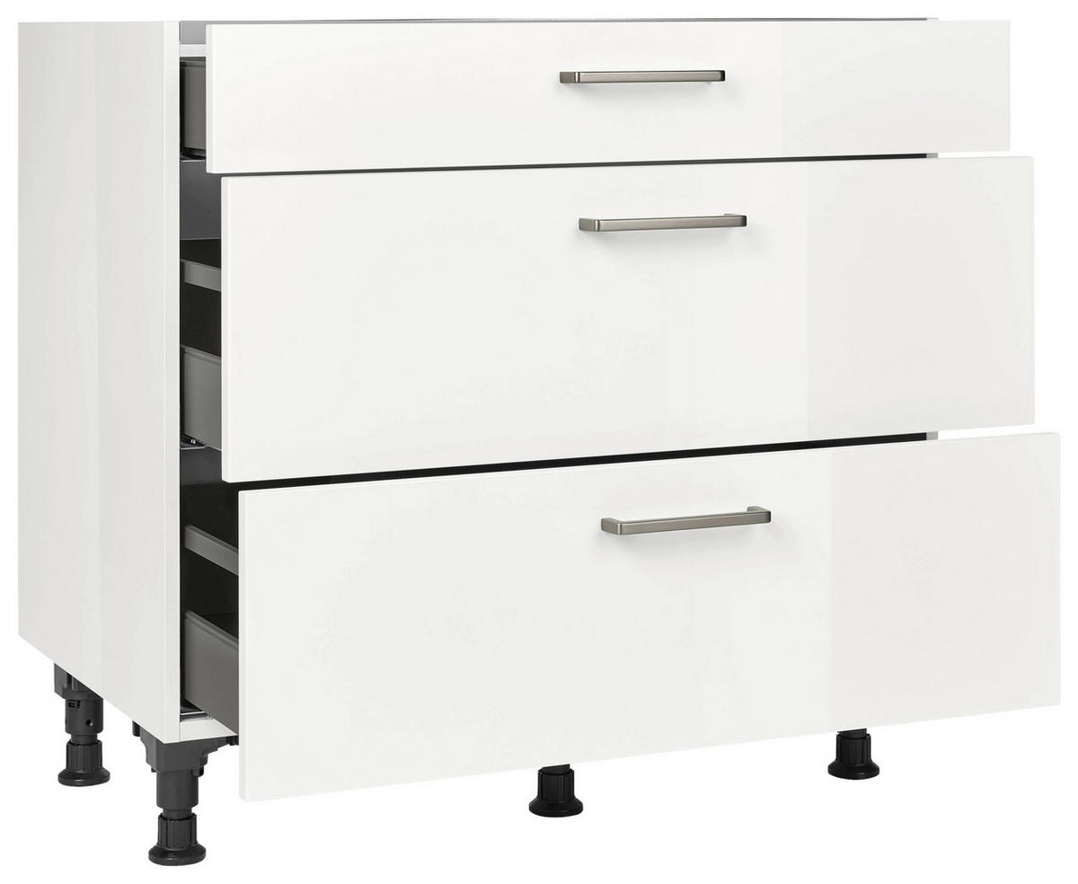 KOCHFELDUMBAUSCHRANK 90/87/56 cm  in Weiß Hochglanz  - Edelstahlfarben/Weiß Hochglanz, MODERN, Holzwerkstoff/Metall (90/87/56cm) - Nobilia